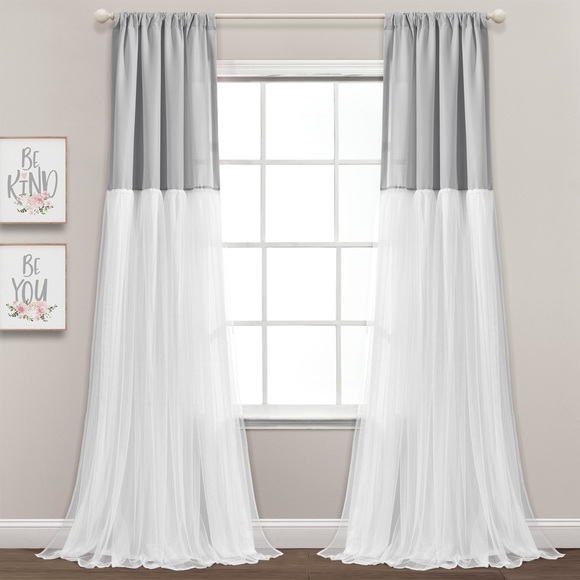 Lush Decor Tulle Skirt Colorblock Window Curtains - Picture 1 of 7
